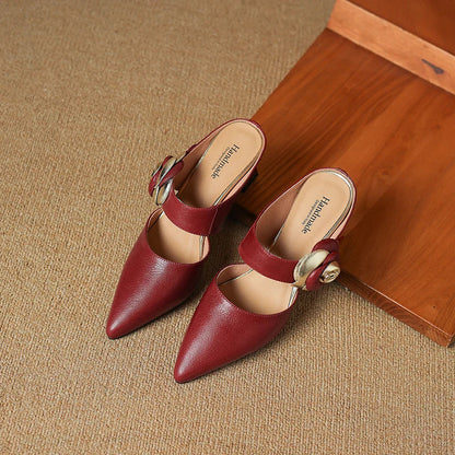 Garnet Genuine Leather Heels