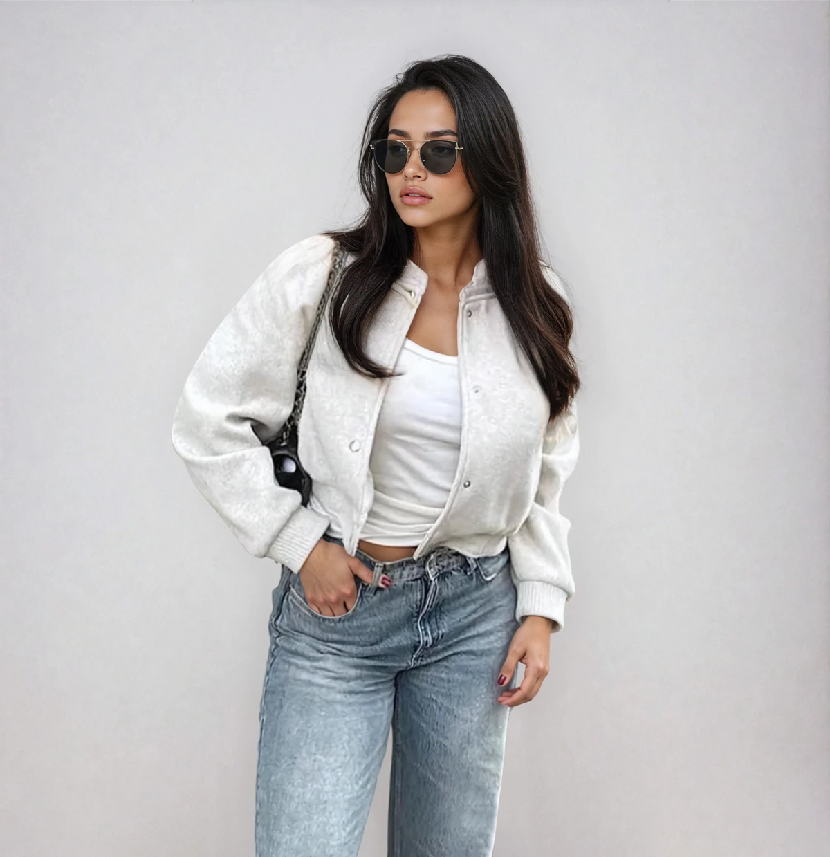 Women's Light Cropped Bomber Jacket