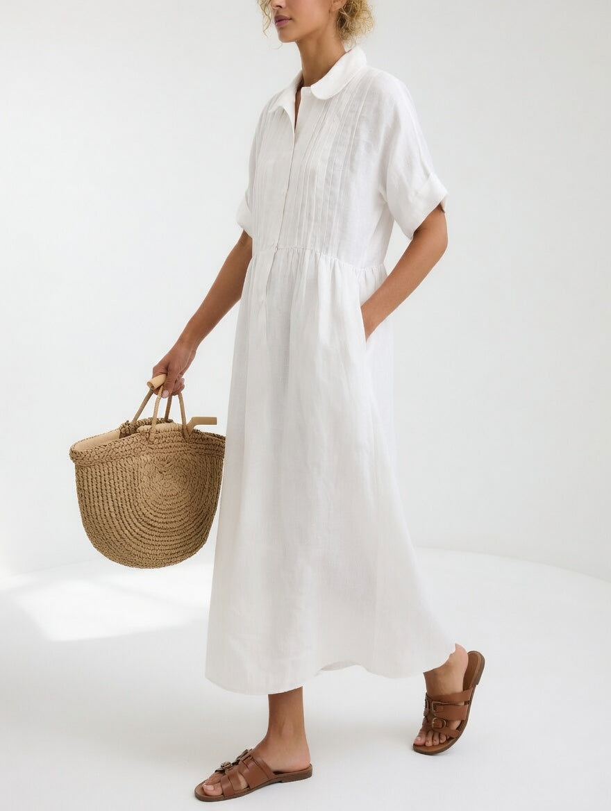 Lysandra | Flowy Cotton Shirt Dress