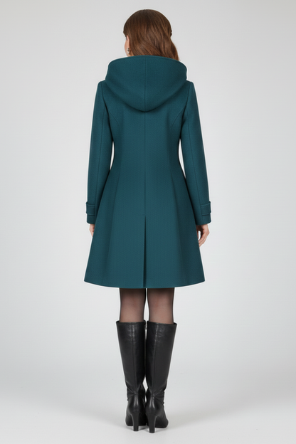 Women’s Coat with Hood and Double Button Front