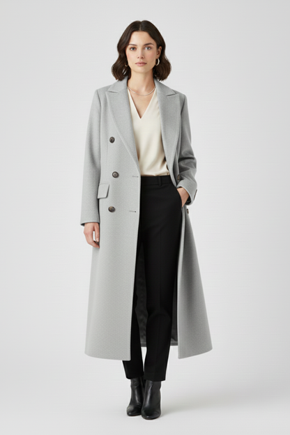 Women’s Coat with Lapel Collar and Button Fastening