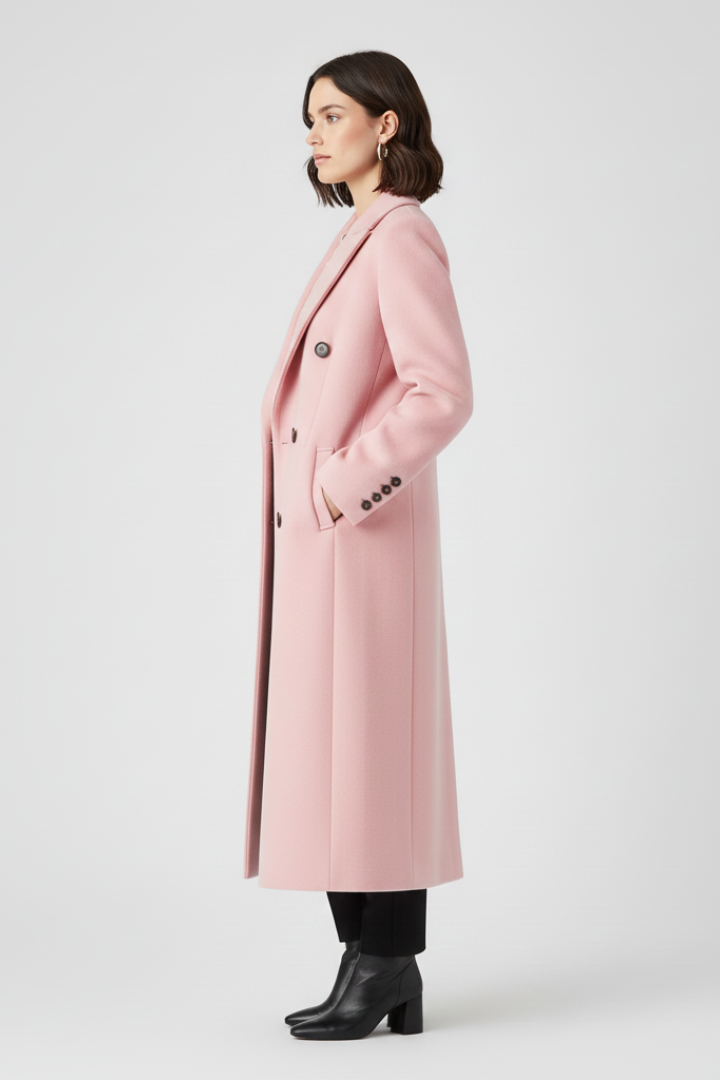 Women’s Coat with Lapel Collar and Button Fastening