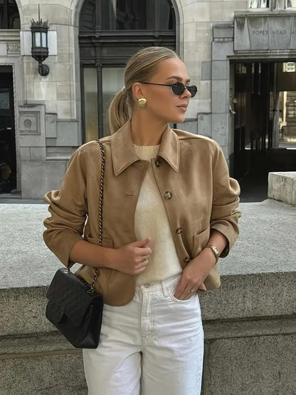 Women's Button-Down Suede Jacket