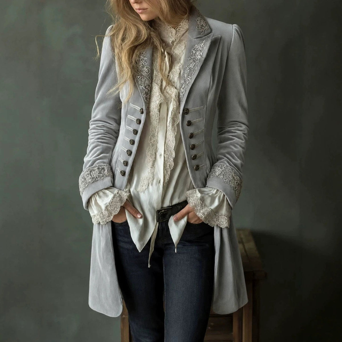 Angela - Women's Embroidered Longline Blazer