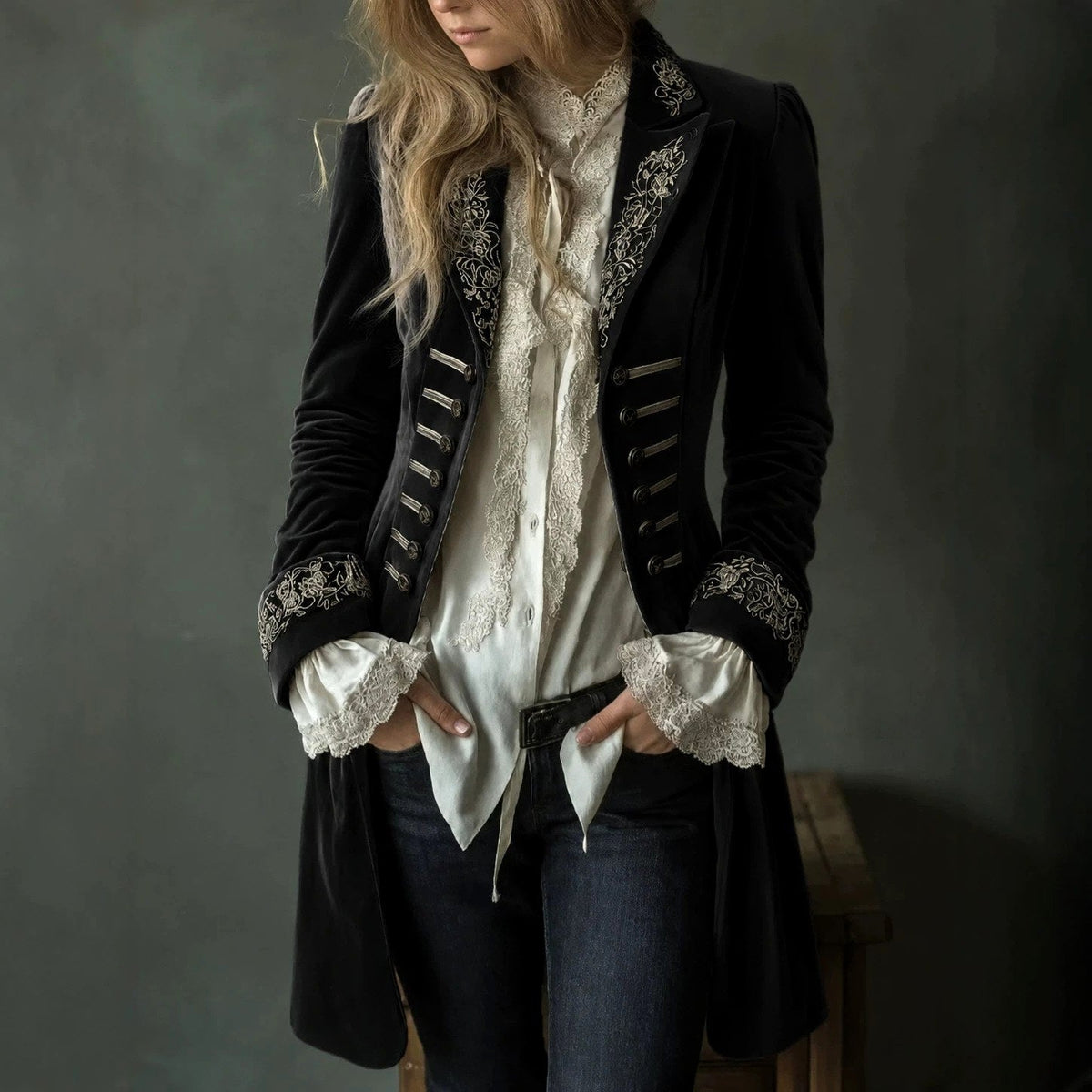 Angela - Women's Embroidered Longline Blazer