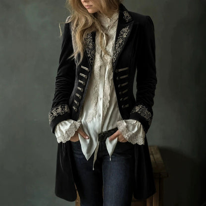 Angela - Women's Embroidered Longline Blazer
