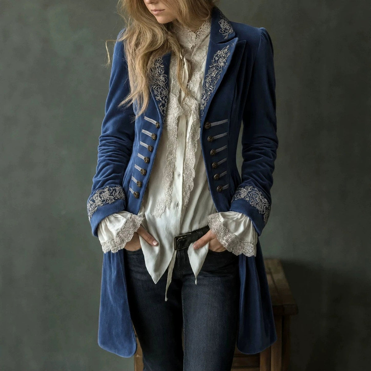 Angela - Women's Embroidered Longline Blazer