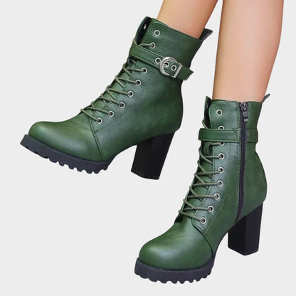 Hazel | Stylish Lace-Up Block-Heel Combat Ankle Boots for Women