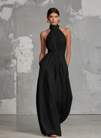 Zoltán | Elegant white woven sleeveless halter-neck jumpsuit • S1