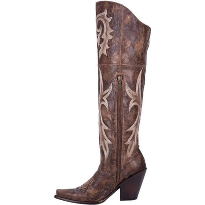 Boots For Women | Brown Leather Western Pointed Toe High Heel