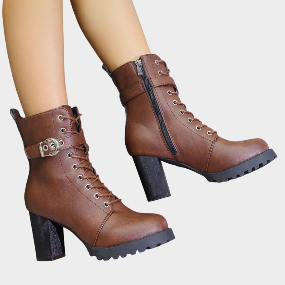 Hazel | Stylish Lace-Up Block-Heel Combat Ankle Boots for Women