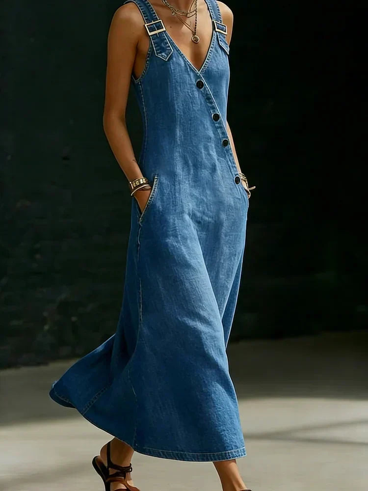 Vera | Long Denim Button-Down Dress