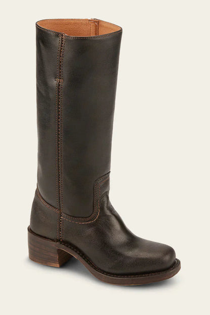 Carol | Mid Calf Boots with Block Heel and Stitch Detail