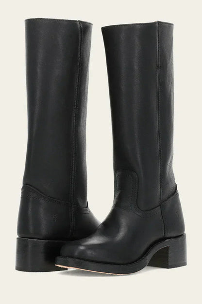 Carol | Mid Calf Boots with Block Heel and Stitch Detail