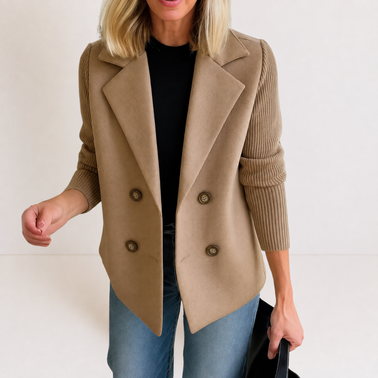 Caroline | Knit Sleeve Blazer Jacket