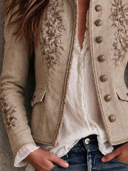 Celeste - Women's Embroidered Stand Collar Jacket