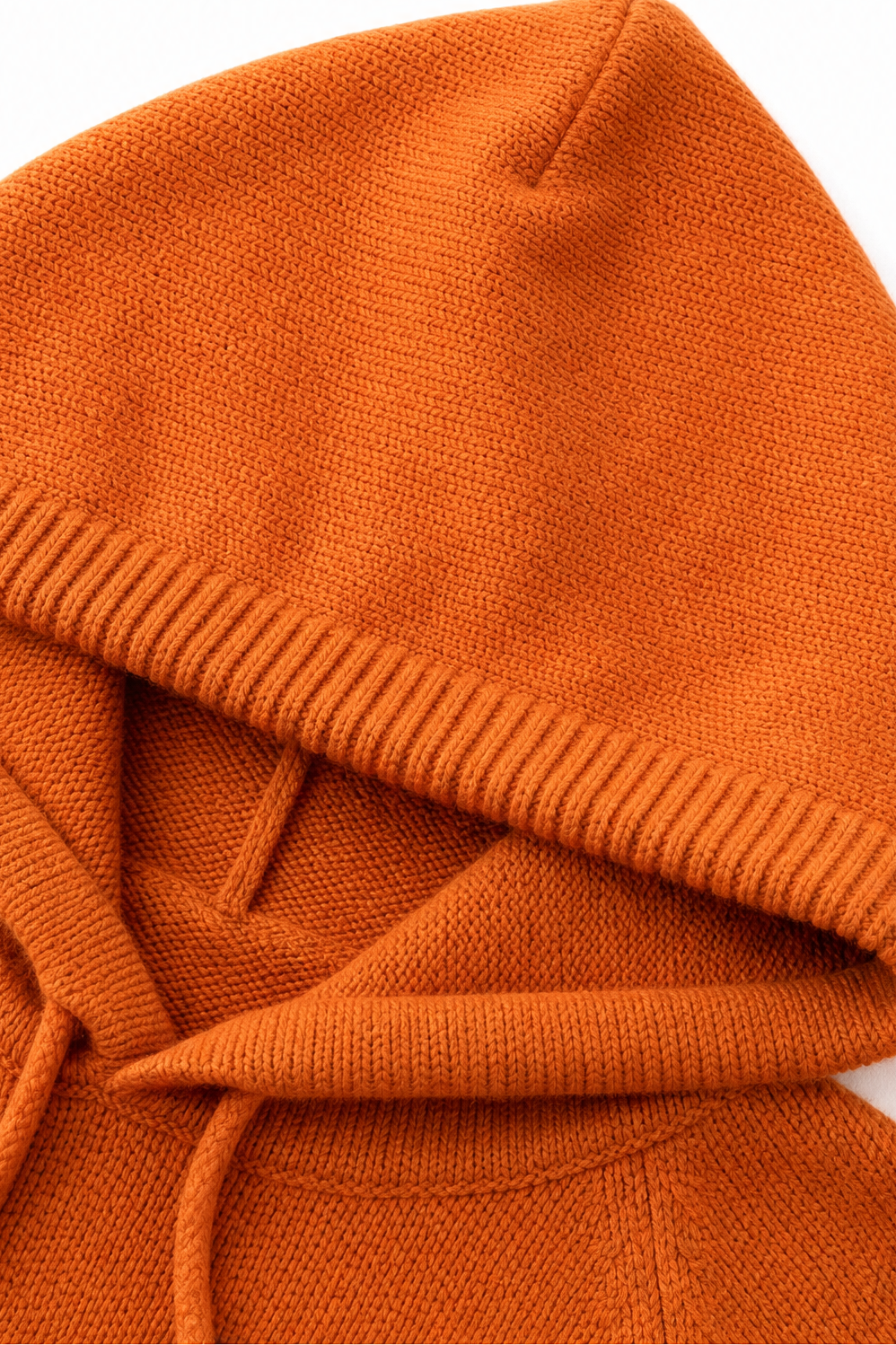 Ashley – Drawstring Hood Ribbed Knit Hoodie Pullover