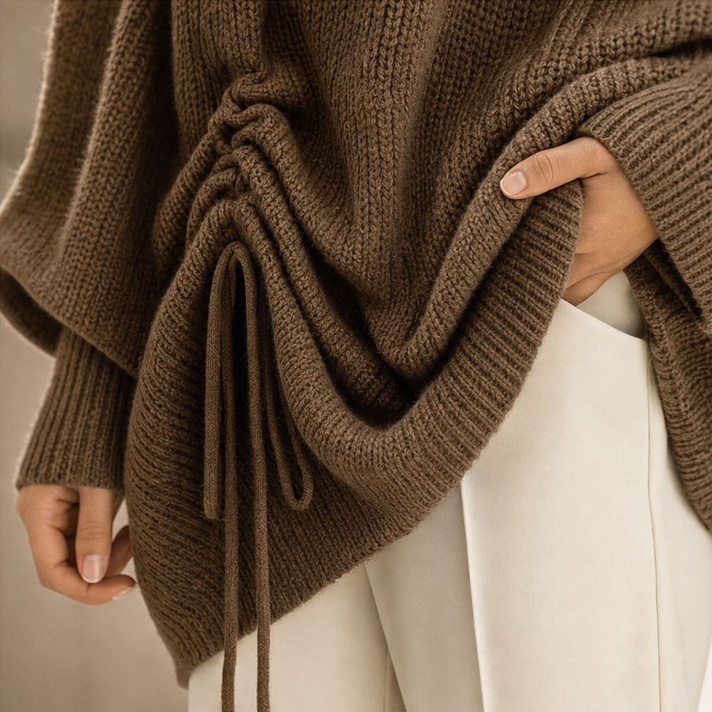 Wendy – Side-Ruched Oversized Knit Sweater