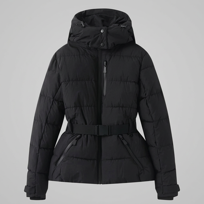 Women's Quilted Puffer Jacket with Belted Waist