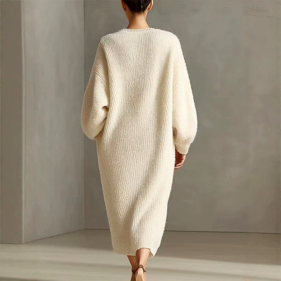 Cynthia - Women's Fuzzy Oversized Long Sleeve Sweater Dress