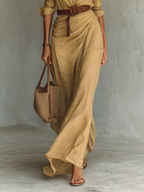 Long Maxi Dress with Notch Collar and Long Sleeves for Women