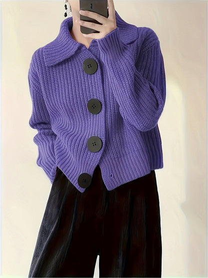 Florence | Textured Ribbed Knit Sweater with a Refined Collar