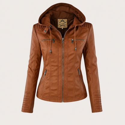 Diane | Hooded Leather Jacket