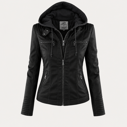 Diane | Hooded Leather Jacket