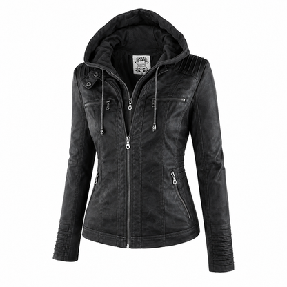 Diane | Hooded Leather Jacket