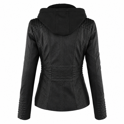 Diane | Hooded Leather Jacket