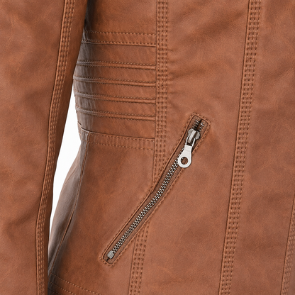 Diane | Hooded Leather Jacket