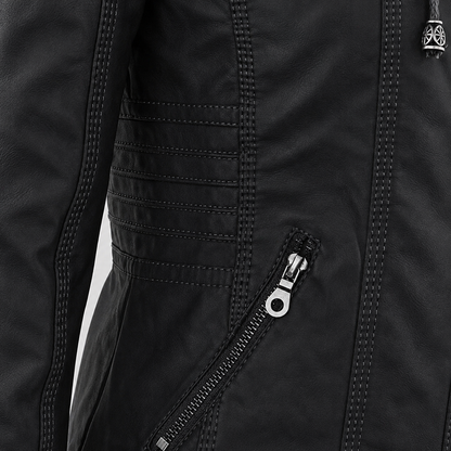Diane | Hooded Leather Jacket