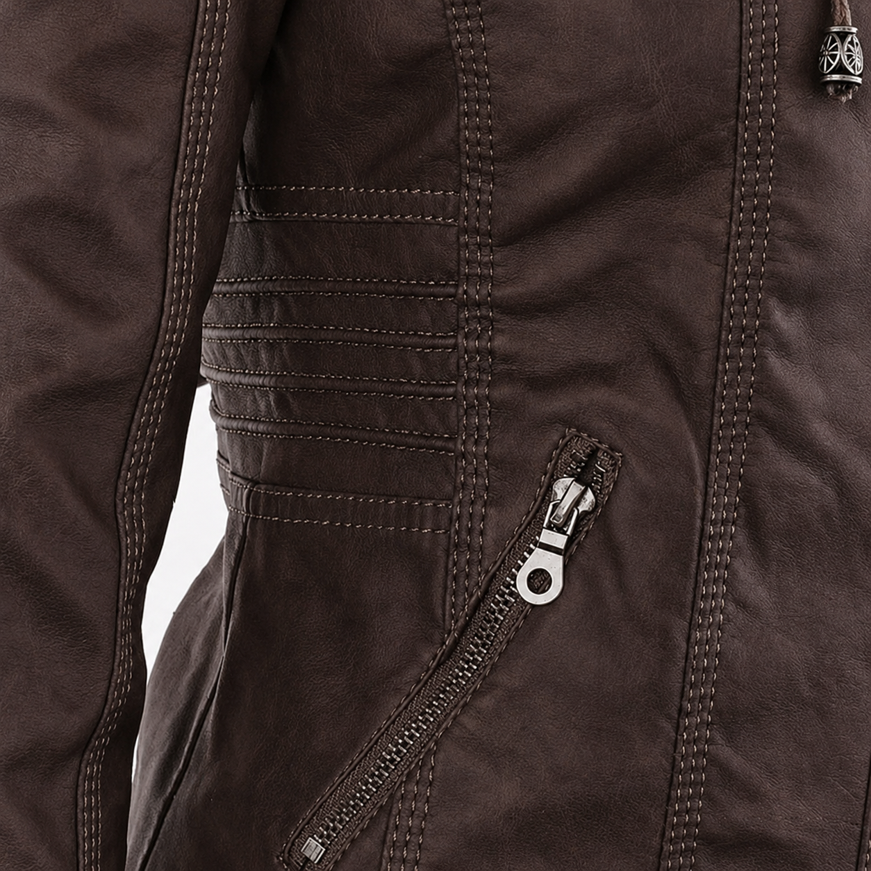 Diane | Hooded Leather Jacket