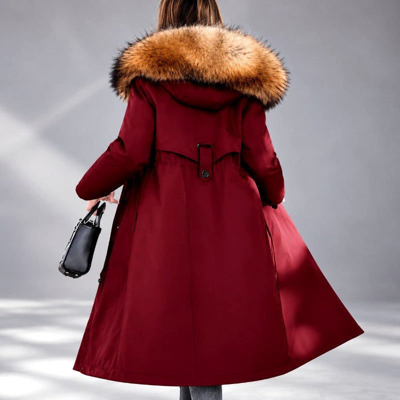 Gwyneth - Women's Long Fur-Lined Hooded Parka Coat