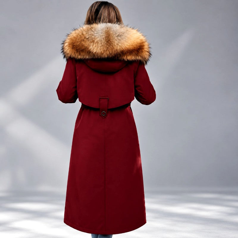 Gwyneth - Women's Long Fur-Lined Hooded Parka Coat