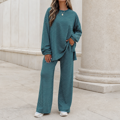 Melissa – Striped Pullover And Wide-Leg Pants Set