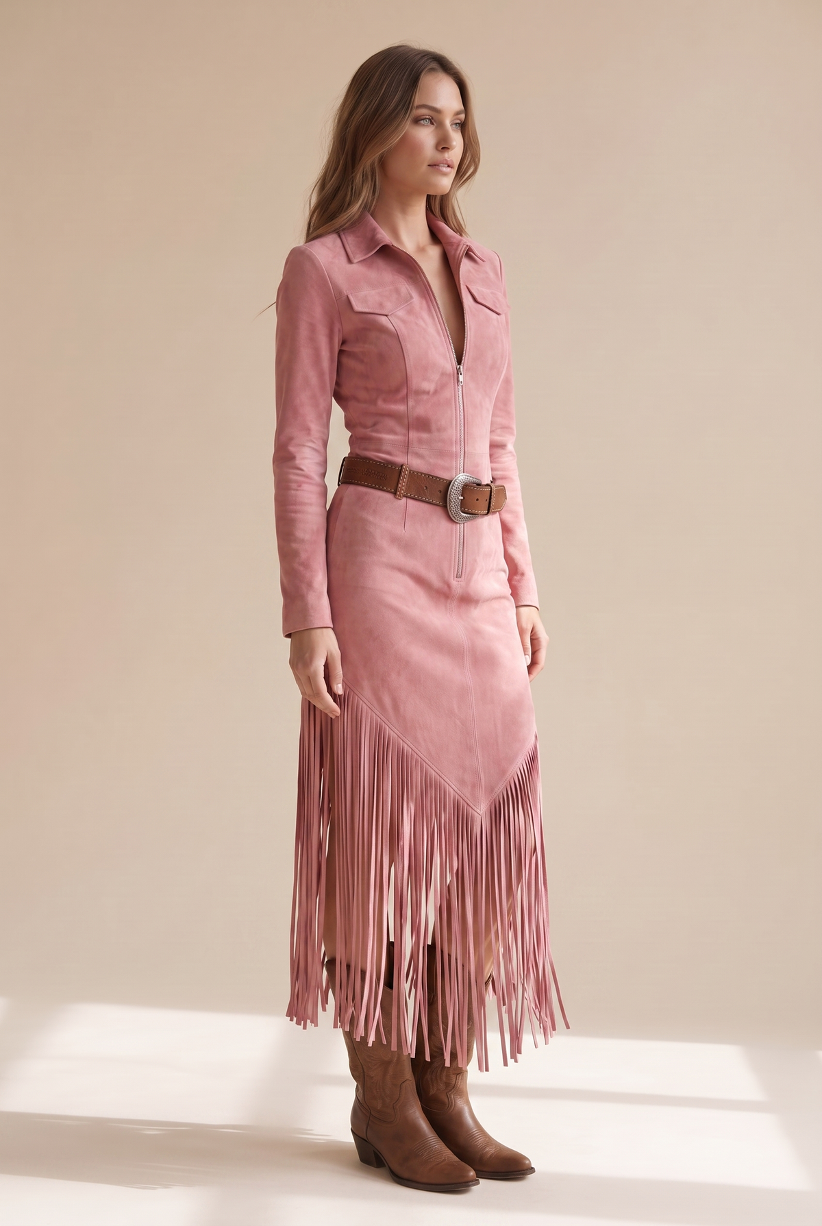Valery | Faux Suede Fringe Dress