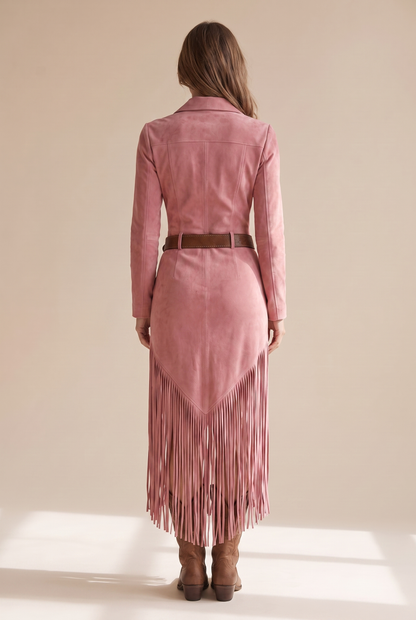 Valery | Faux Suede Fringe Dress