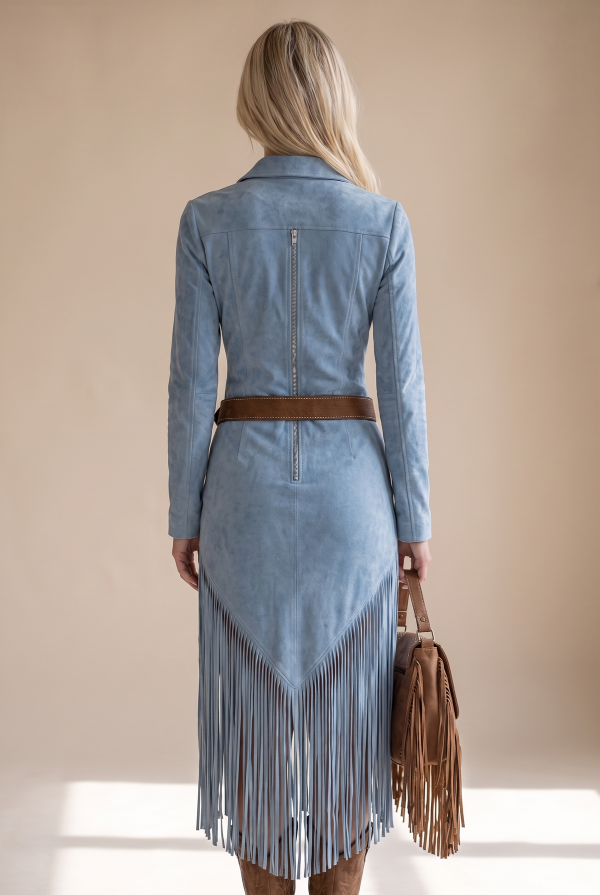 Valery | Faux Suede Fringe Dress