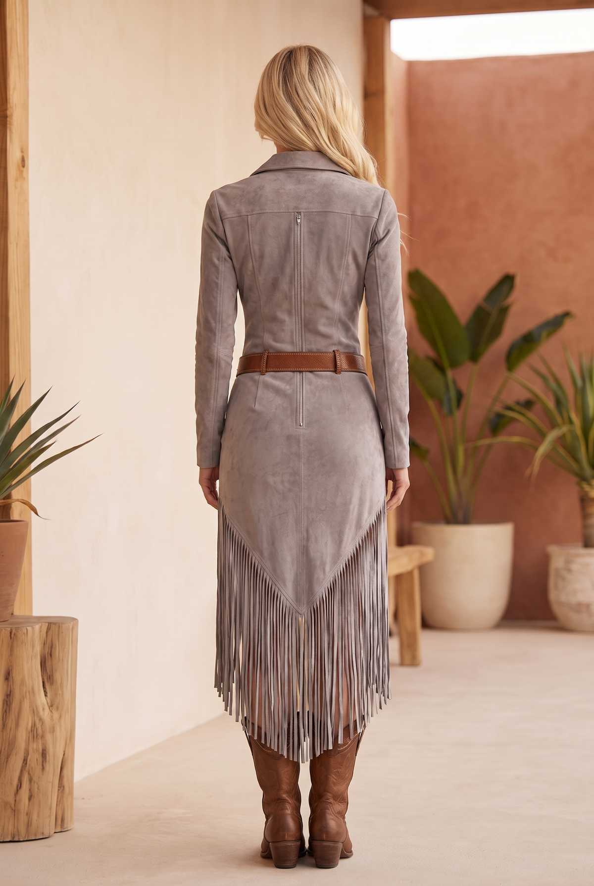 Valery | Faux Suede Fringe Dress