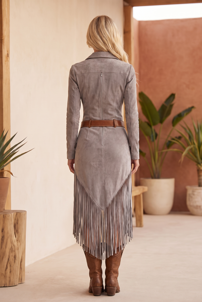 Valery | Faux Suede Fringe Dress