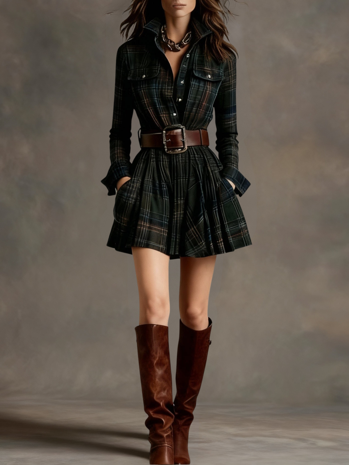 Kelly | Plaid Shirt Mini Dress