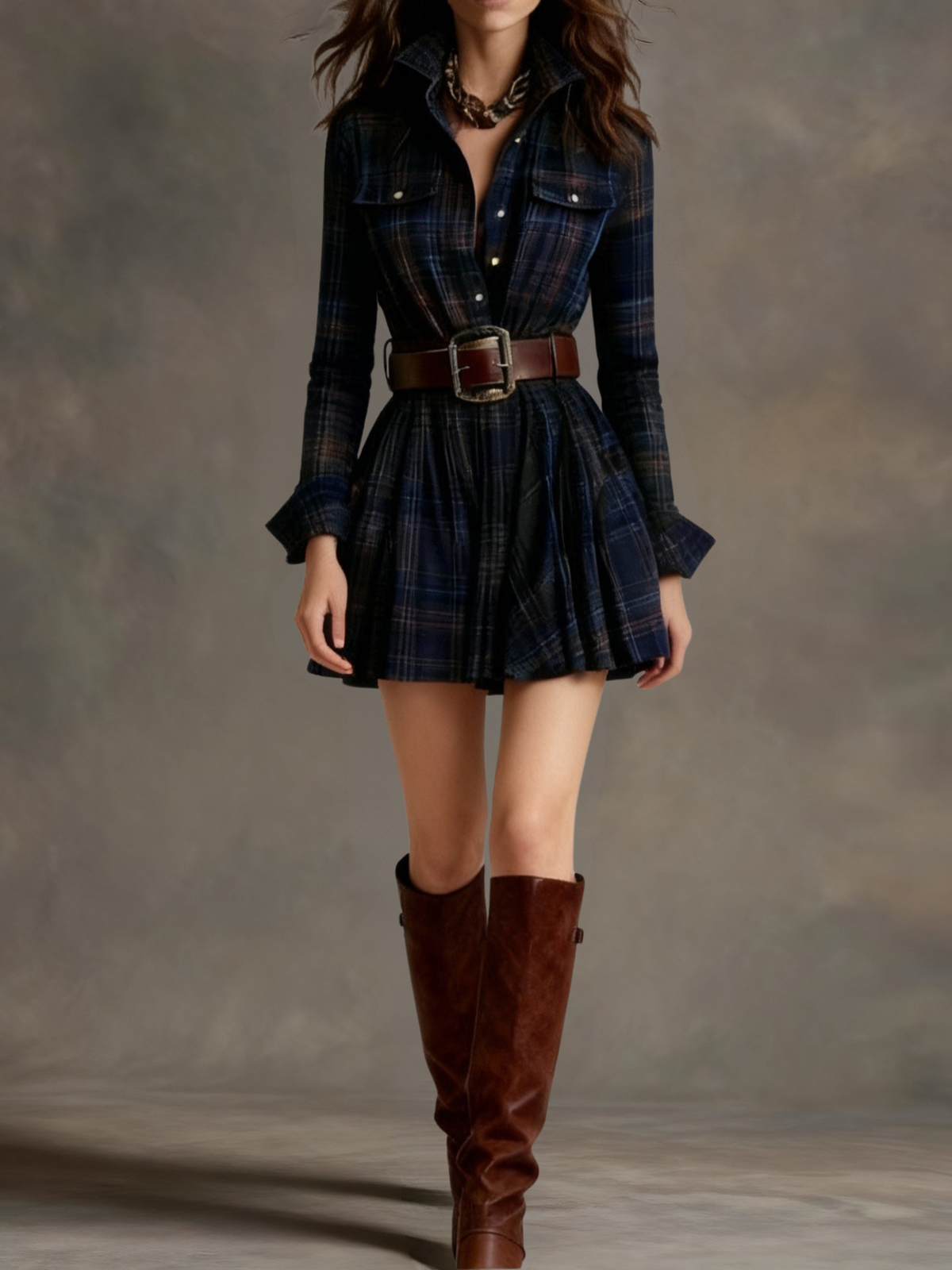 Kelly | Plaid Shirt Mini Dress