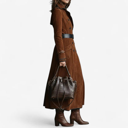 Ashley – Long Suede Trench Coat