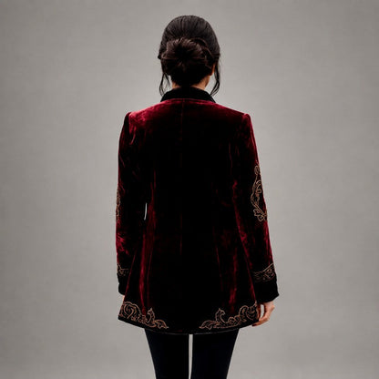 Liadan - Women's Embroidered Velvet Statement Blazer