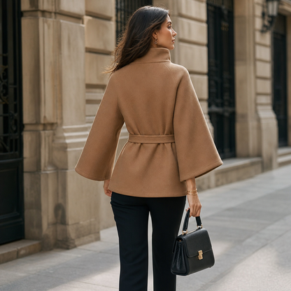 Vienna – Asymmetrical Belted High-Neck Jacket