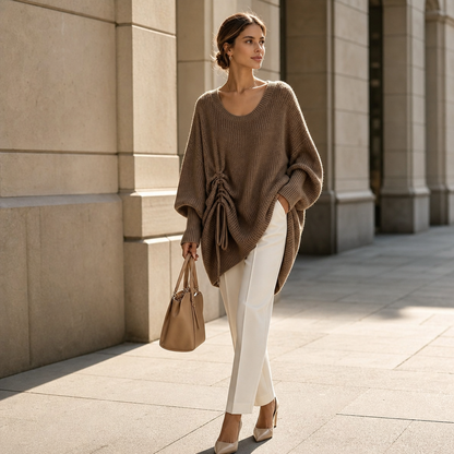 Wendy – Side-Ruched Oversized Knit Sweater