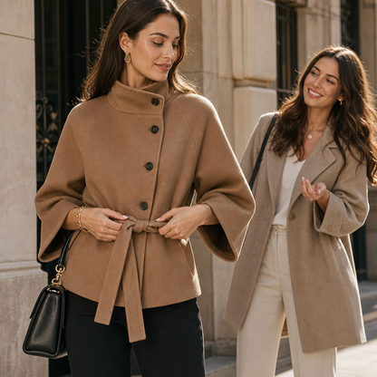 Vienna – Asymmetrical Belted High-Neck Jacket