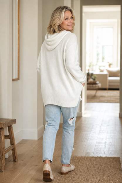 Kelly – Oversized Drawstring Hooded Knit Sweater
