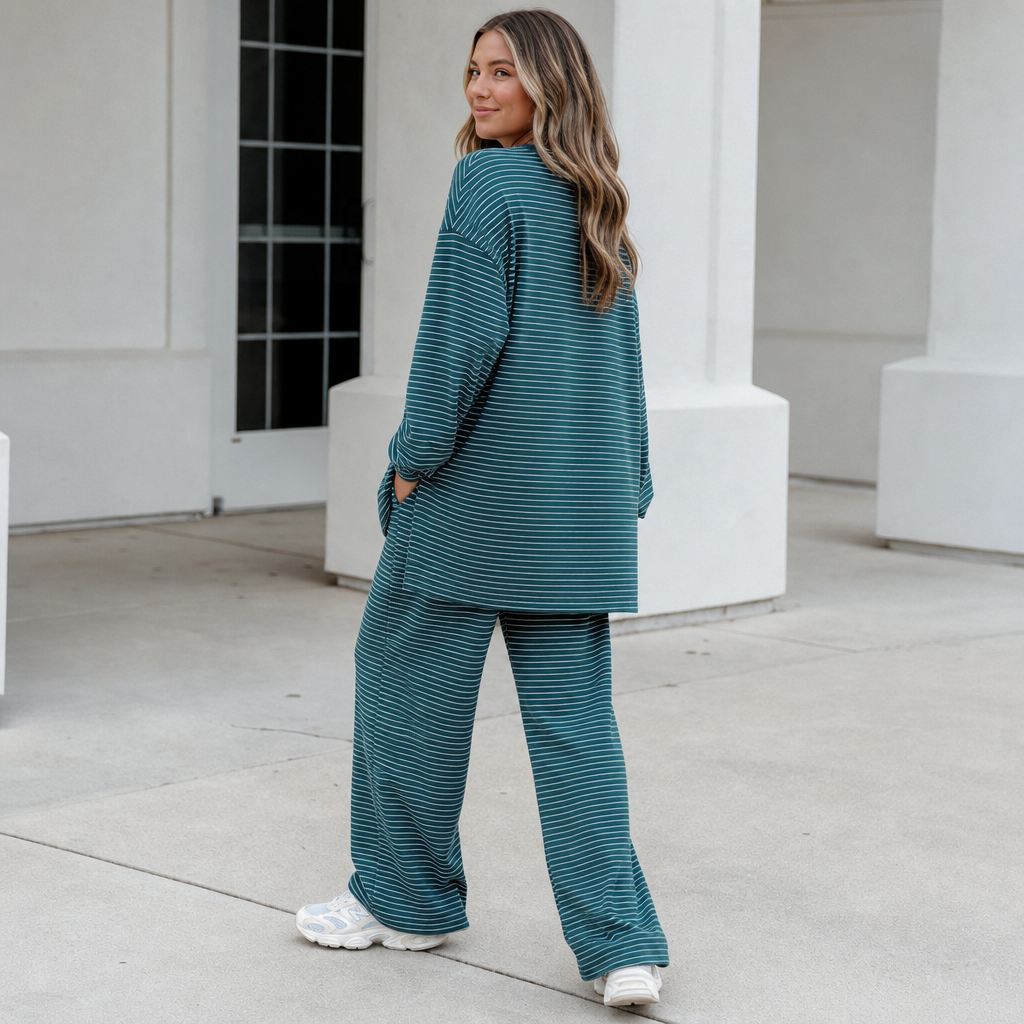 Melissa – Striped Pullover And Wide-Leg Pants Set